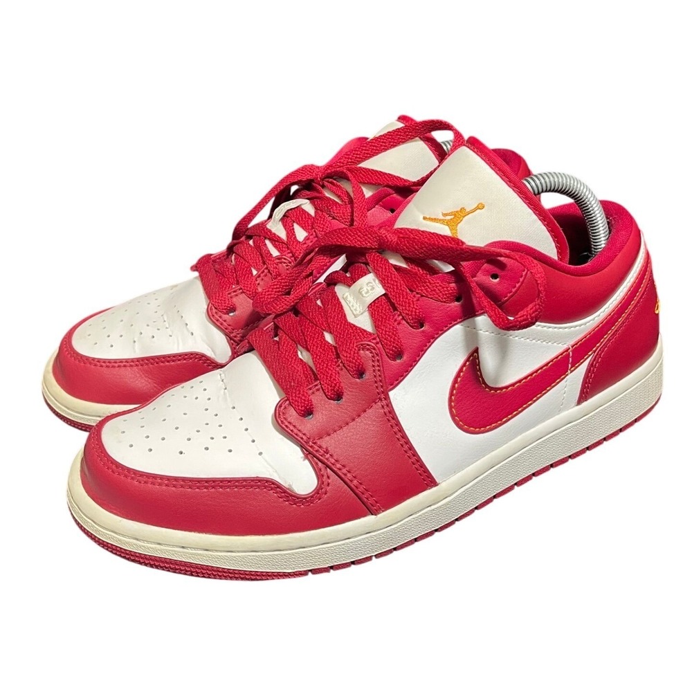 Jordan Air Jordan 1 Low Men 9 Red White Gold 553558-607 Sneakers